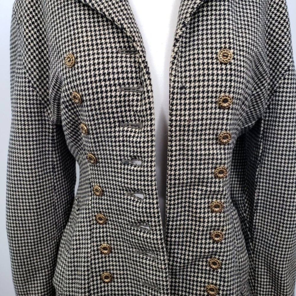 Houndstooth Pattern Riding Style Jacket Coat Small - Picture 2 of 10